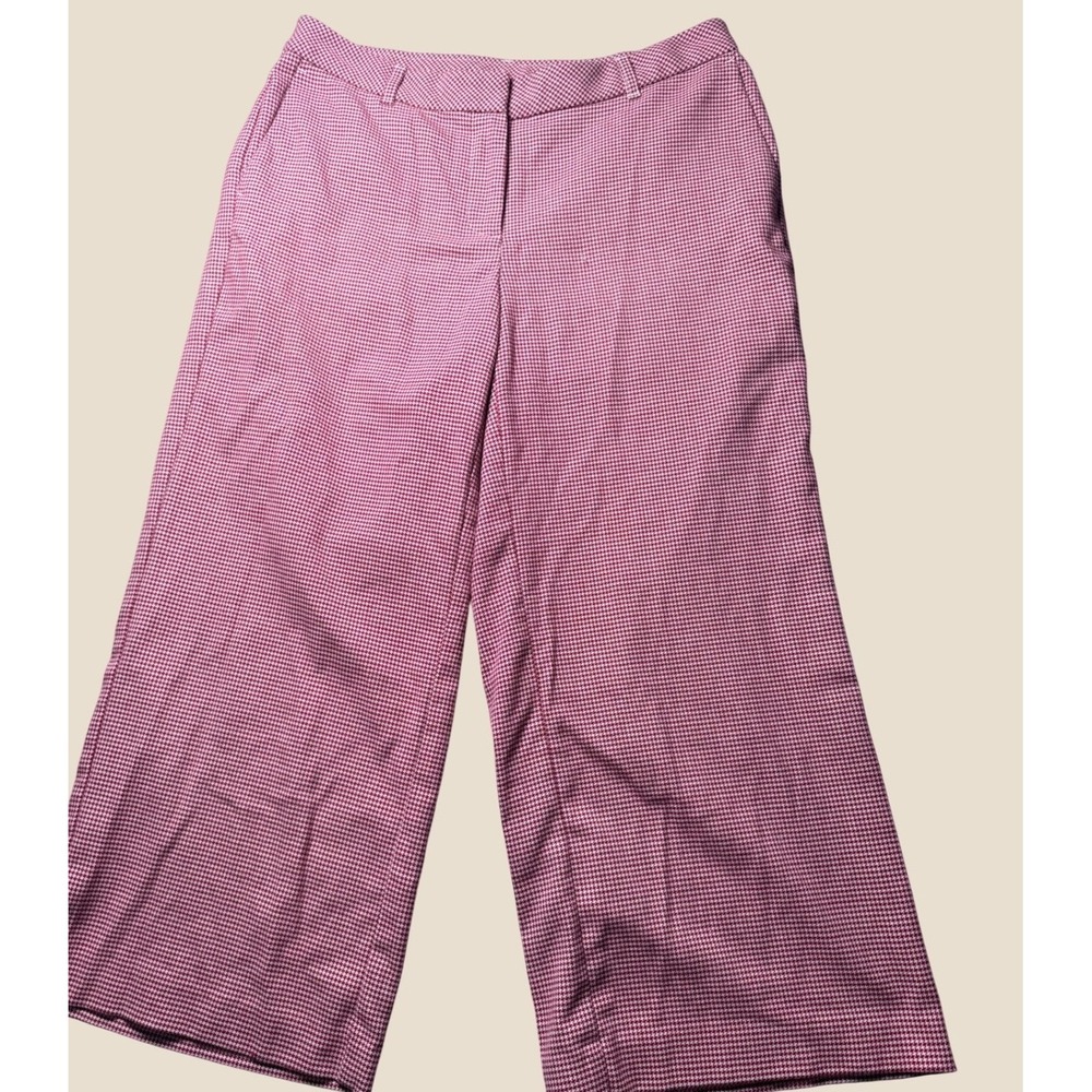J.Jill Red Houndstooth‎ Wide Leg Cropped Pants Womens 10P Nautical Scandi Preppt